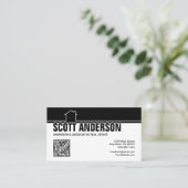Modern Home Logo Social Media QR Code Black Visitekaartje (Staand voorkant)