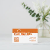 Modern Home Logo Social Media QR Code Orange Visitekaartje (Staand voorkant)