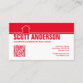 Modern Home Logo Social Media QR Code Red Visitekaartje (Voorkant)