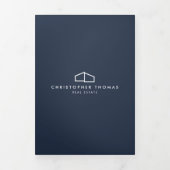 Modern Home Logo Vastgoed Marine Blauw Brochure Drieluik Kaart (Cover)