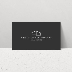 Modern Home Logo Vastgoed, Realtor Donkergrijs Visitekaartje