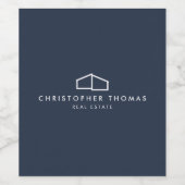 Modern Home Logo Vastgoed, Realtor Navy Blue Wijn Etiket (Enkel label)