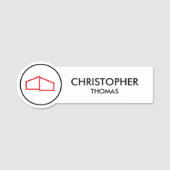 Modern Home Logo Vastgoed, Realtor Rood/Wit Naamplaatje (Voorkant)