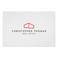 Modern Home Logo Vastgoed, Realtor Rood/Wit