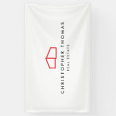 Modern Home Logo Vastgoed, Realtor Rood/Wit Spandoek (Verticaal)