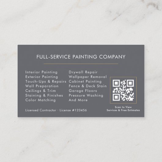 Modern Home Painter Contractor QR Code Visitekaartje (Achterkant)