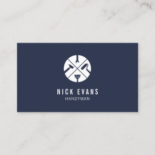 Modern Home Repair Handyman Logo Navy Blue Visitekaartje