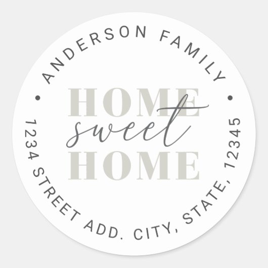 Modern Home Sweet Home Gepersonaliseerd retouradre Ronde Sticker (Voorkant)