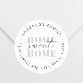Modern Home Sweet Home Gepersonaliseerd retouradre Ronde Sticker