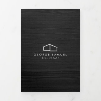 Modern Home Vastgoed Logo Dark Wood Drieluik Kaart