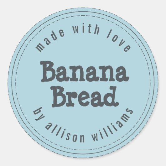 Modern Homemade Banana Bread Blue Ronde Sticker (Voorkant)