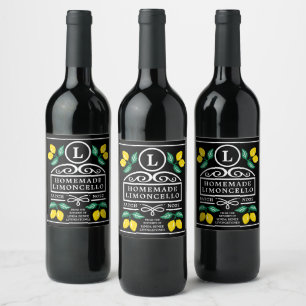 Modern Homemade Limoncello Wijn Etiket