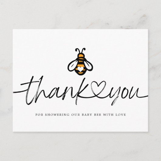 Modern Honey Bee Baby Shower Bedankt Briefkaart (Voorkant)