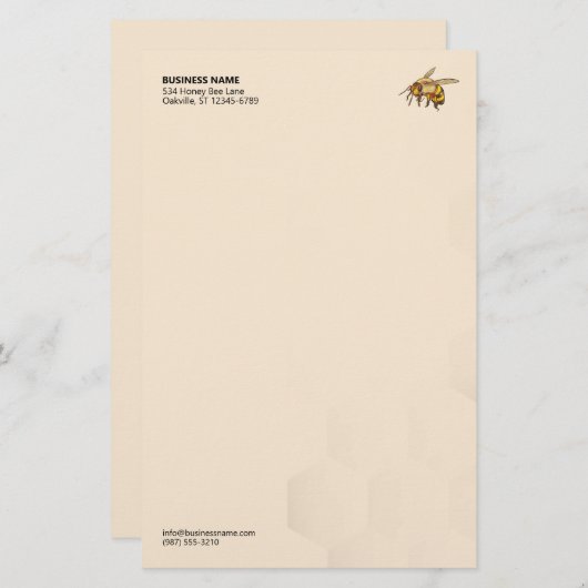 Modern Honey Bee Icon Honeycomb Watermark Briefpapier (Voorkant / Achterkant)