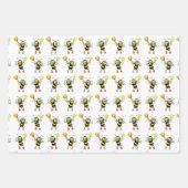 Modern Honey Bees with Heart & Honeycomb Pattern Inpakpapier Vel (Voorkant)
