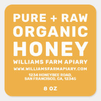 Modern Honey Jar Label Honeybee Apiary Yellow