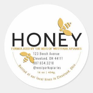 Modern Honey Label met gestileerde bijen Urban Bee