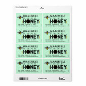 Modern Honey Label met Hexagon Border en Bee (Full Sheet)