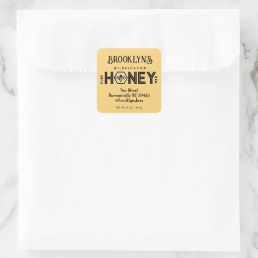 Modern Honey Label met Hexagon Border en Bee (Tas)