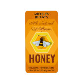 Modern Honeycomb en Bee Honey Jar Etiket (Voorkant)