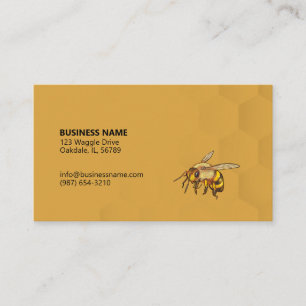 Modern Honeycomb en Bee Satin Gold Visitekaartje