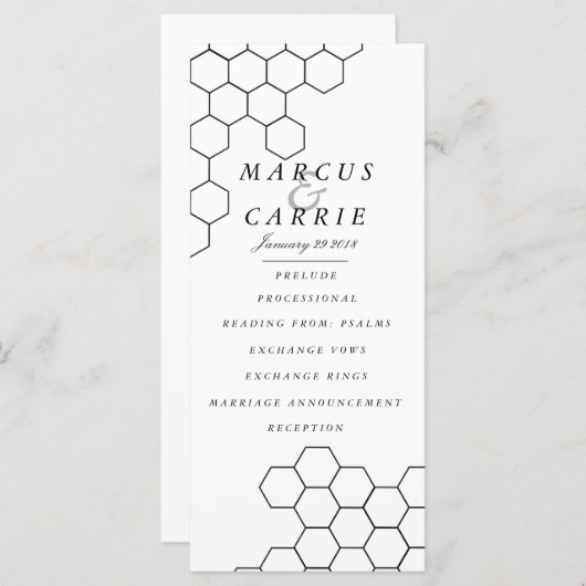 Modern Honeycomb huwelijksprogramma Programma (Voorkant / Achterkant)