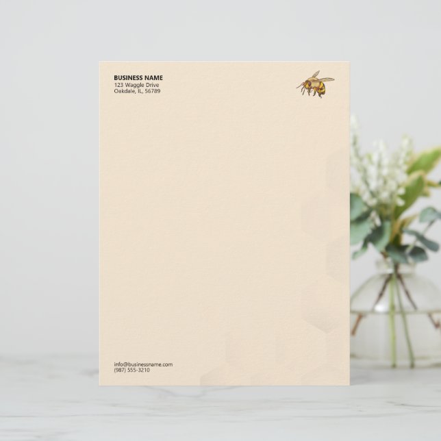 Modern Honeycomb Watermark Bee Logo Letterhead Briefhoofd (Staand voorkant)