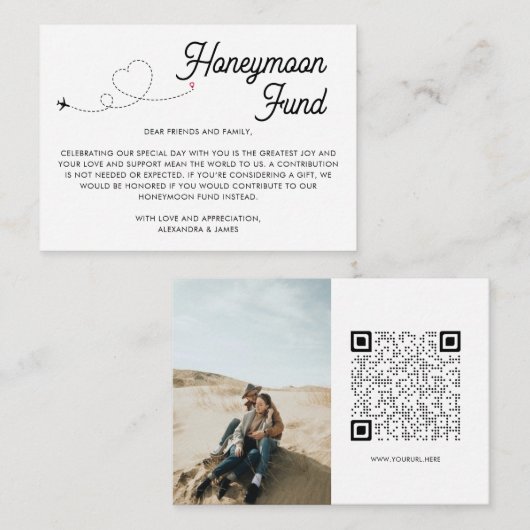Modern Honeymoon Fund QR Code Goed gedaan Informatiekaartje (Voorkant / Achterkant)