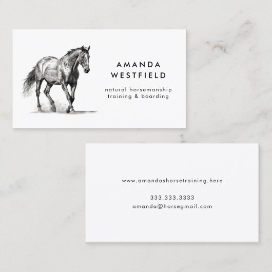 Modern Horse Sketch Equestrian Visitekaartje (Voorkant / Achterkant)