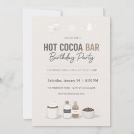 Modern Hot Cocoa Bar Birthday Invitation Kaart