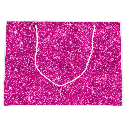 Modern Hot Pink Faux Glitter Pattern Girly Large Cadeauzakje (Voorkant)