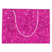 Modern Hot Pink Faux Glitter Pattern Girly Large Cadeauzakje (Achterkant)