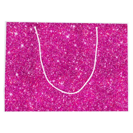 Modern Hot Pink Faux Glitter Pattern Girly Large Cadeauzakje (Achterkant)