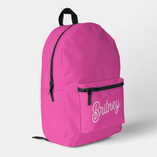 Modern Hot Pink gepersonaliseerd monogram en naam Bedrukte Rugzak