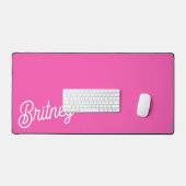 Modern Hot Pink gepersonaliseerd monogram en naam Bureaumat (Keyboard & Muis)