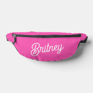 Modern Hot Pink gepersonaliseerd monogram en naam Heuptasje