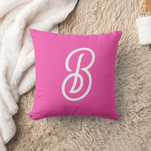 Modern Hot Pink gepersonaliseerd monogram en naam Kussen (Deken)