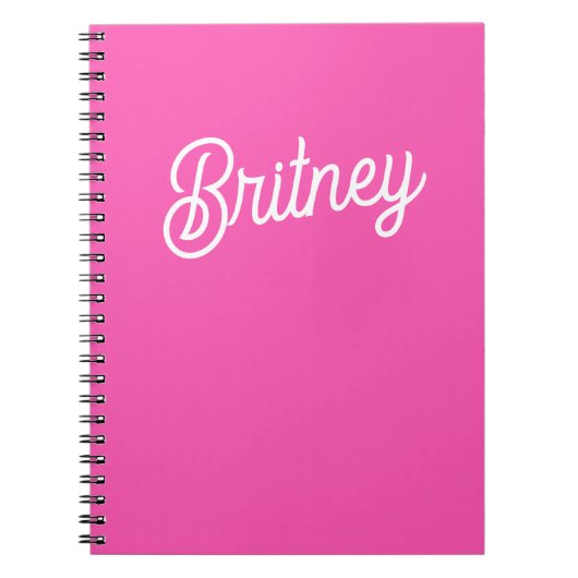 Modern Hot Pink gepersonaliseerd monogram en naam Notitieboek (Voorkant)