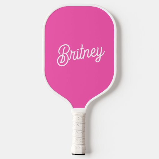 Modern Hot Pink gepersonaliseerd monogram en naam Pickleball Paddle (Achterkant)
