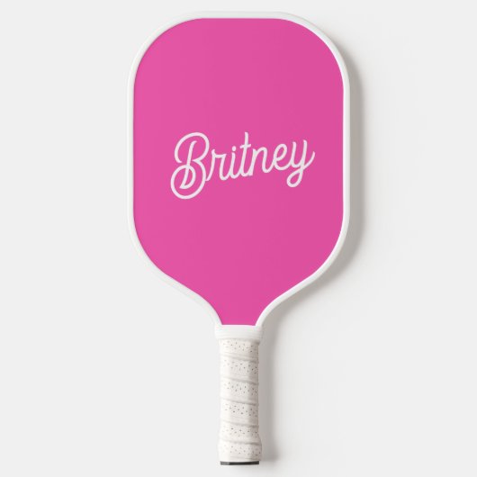 Modern Hot Pink gepersonaliseerd monogram en naam Pickleball Paddle (Voorkant)