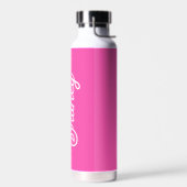 Modern Hot Pink gepersonaliseerd monogram en naam Waterfles (Links)
