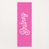 Modern Hot Pink gepersonaliseerd monogram en naam Yogamat (Voorkant)