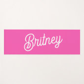Modern Hot Pink gepersonaliseerd monogram en naam Yogamat (Voorkant (horizontaal))