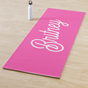 Modern Hot Pink gepersonaliseerd monogram en naam Yogamat