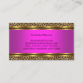 Modern Hot Pink Gold Leopard Zwart Visitekaartje (Achterkant)