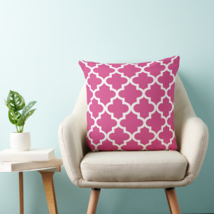 Modern Hot Pink Moroccan Quatrefoil Pattern Kussen