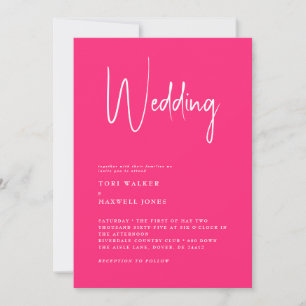Modern Hot Pink No Parents Wedding Invitation Kaart