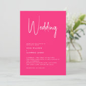 Modern Hot Pink No Parents Wedding Invitation Kaart (Staand voorkant)