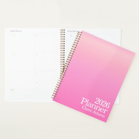 Modern Hot Pink Ombre Planner (Devant avec enveloppe)