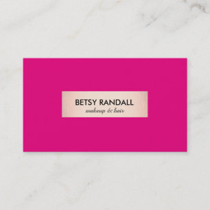 Modern Hot Pink Roos Gold Plaque Beauty Salon Visitekaartje